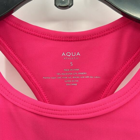 AQUA Athletic Women's Scallop Hem Crop Top - Magenta Pink - Small -NWT - Picture 2 of 5